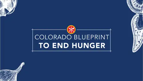 Colorado Blueprint to end Hunger logo against a navy background